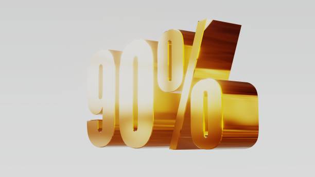 istock gold ninety percent 90% 3d illustration 845694152