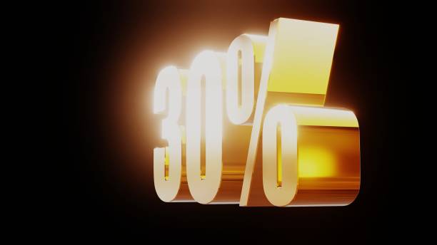 istock gold thirty percent 30% 3d illustration 845696450