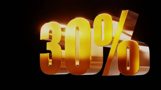 istock gold thirty percent 30% 3d illustration 845696962