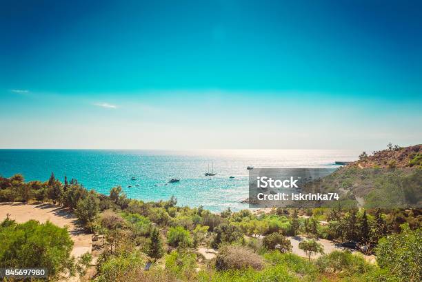 Cipro Protaras Spiaggia Di Konnos Vista Sulla Laguna Mar Mediterraneo Dallalto - Fotografie stock e altre immagini di Spiaggia