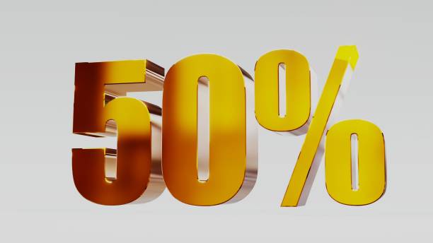 istock gold fifty percent 50% 3d illustration 845700476