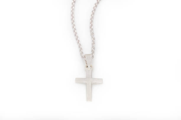 istock silver chain  with pendent on the white background 845702388