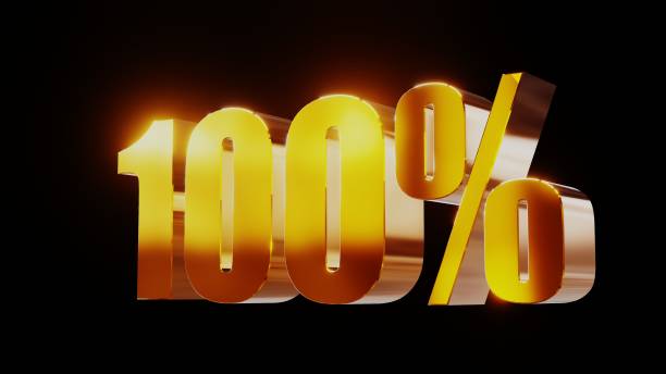 istock gold one hundred percent 100% 3d illustration 845702840