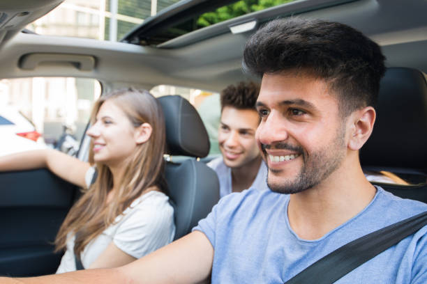 istock Group of friends on a car 845712728