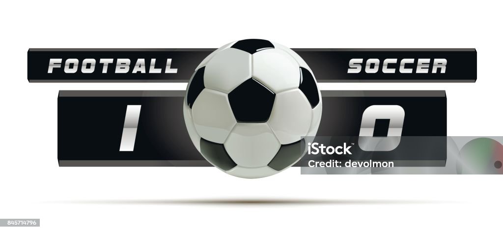 Vetores de Futebol Ou Futebol Branco Banner Com 3d Bola E Placar