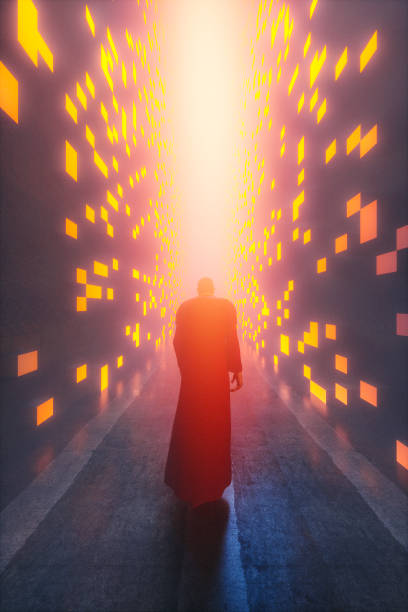 istock Cardinal walking in futuristic church 845715234