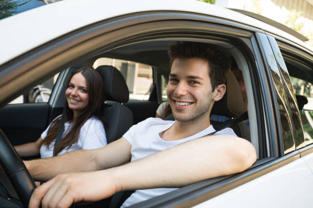 istock Group of friends on a car 845715354