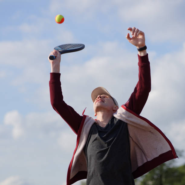 istock Man playing beach tennis 845715442
