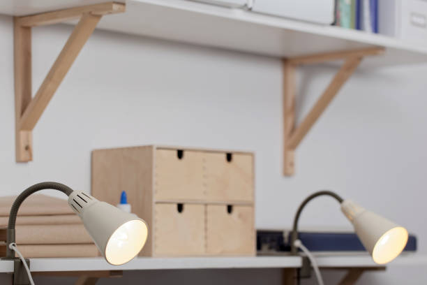 istock Shelves with spotlights in home interior 845716896