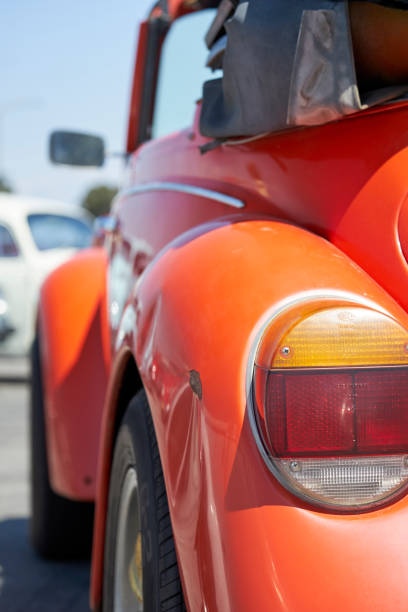 German car enthusiasts gather to socialize and display their vintage Volkwagen cars stock photo