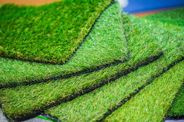 Green artificial turf. Floor coverings for playgrounds