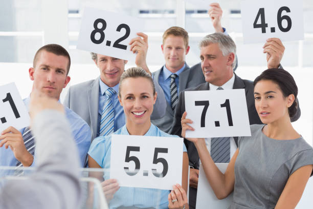 istock Business team giving mark after conference 845736518