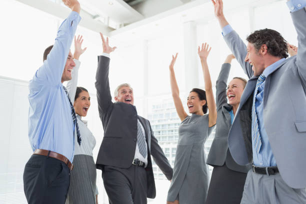 istock Business team celebrating a good job 845748514