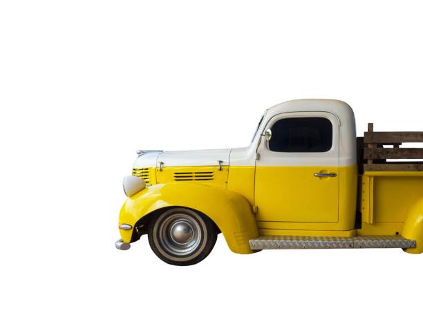 istock Vintage Yellow Truck Isolated On White Background 845754352