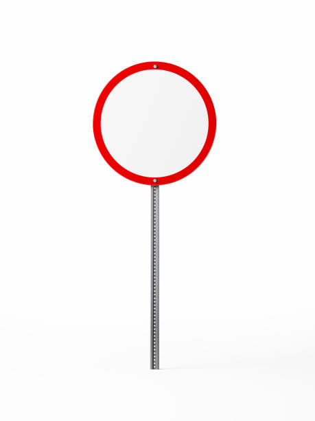 круговой дорожный знак изолирован на белом фоне - two dimensional shape three dimensional shape red ideas стоковые фото и изображения