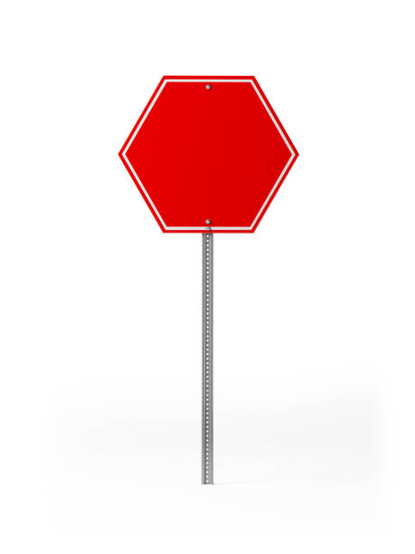 istock Red Hexagon ShapedTraffic Sign Isolated on White Background 845760782