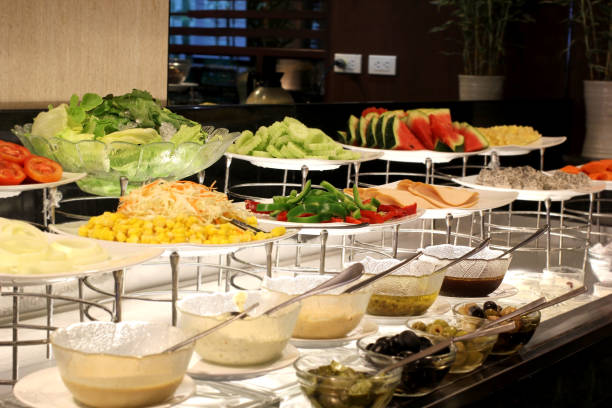 istock vegetables salad bar on buffet line in restaurant 845763782