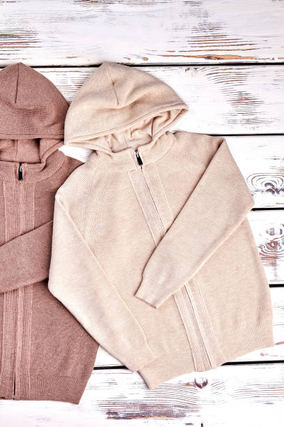 istock Modern hooded knitted sweaters for kids. 845773092