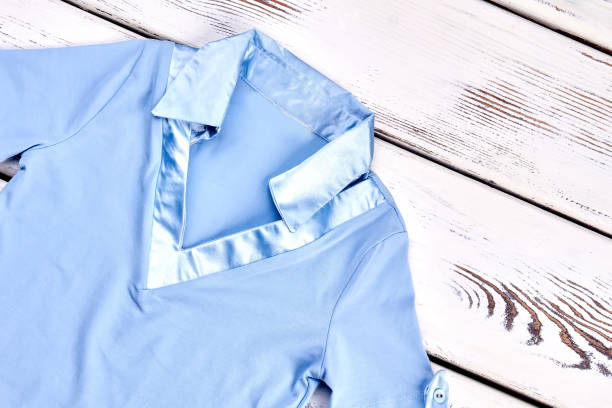 istock Girls elegant blue blouse for school. 845775738