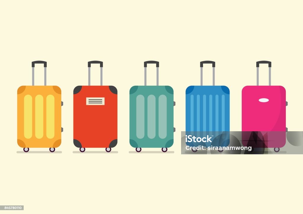 Travel luggage set for vacation and journey Travel luggage set for vacation and journey. Vector illustration Luggage stock vector