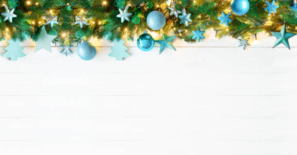 istock Turquoise Christmas Banner, Bokeh Copy Space 845785804