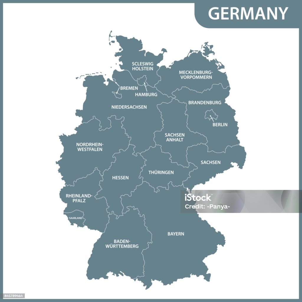 The detailed map of the Germany with regions Map stock vector