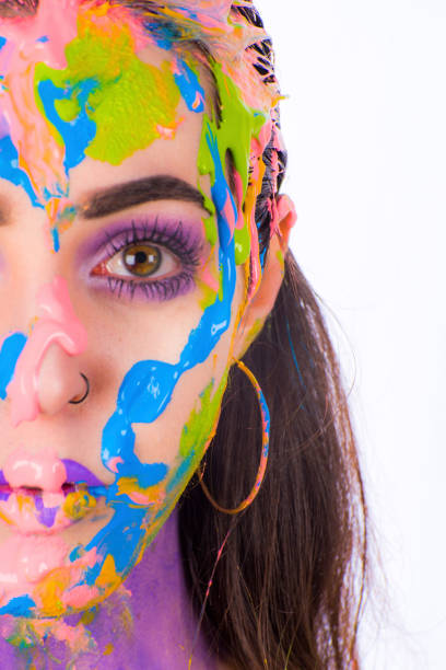 istock vertical of woman with painted face 845793502