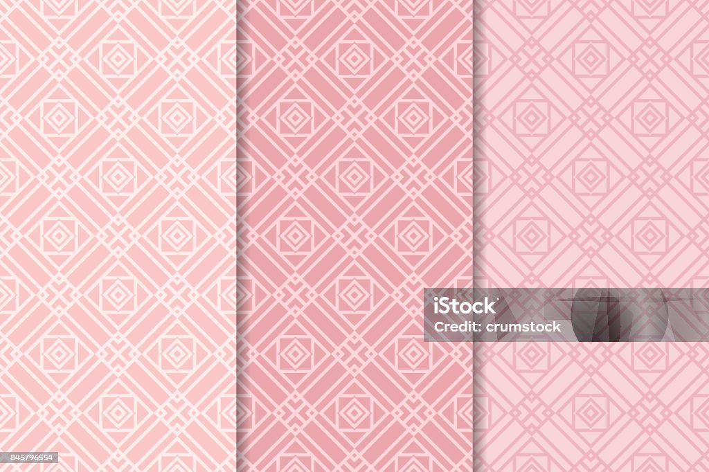 Pink Steamless Patterns Simple Geometric Backgrounds Set Of Soft Pink Seamless Patterns Stock ...