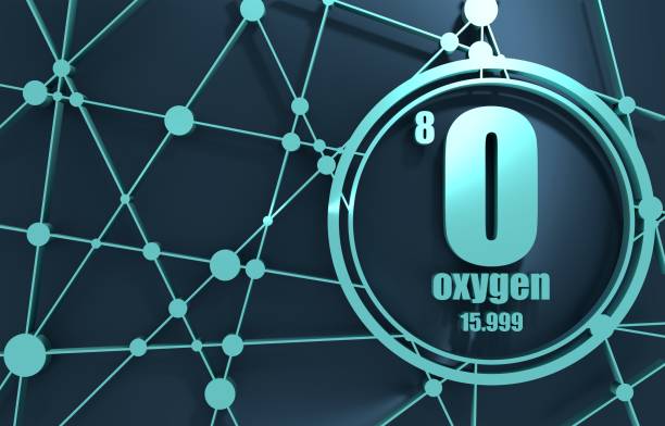 oxygen chemical element. - oxygen periodic table mass sign imagens e fotografias de stock