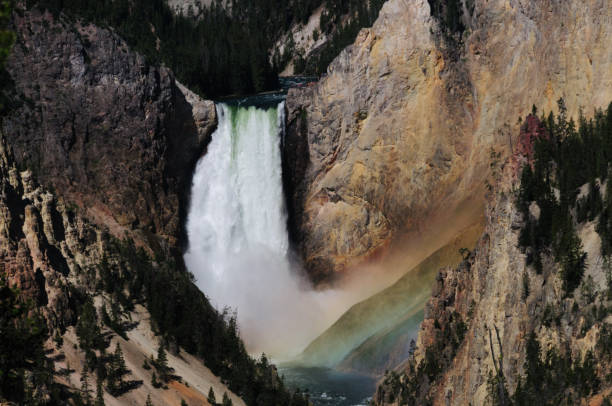 cascate inferiori della yellowstone - flowing rock national park waterfall foto e immagini stock