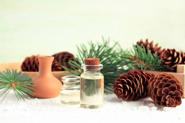 istock Pine tree essential oil as natural wintertime aromatherapy treatment. 845806326
