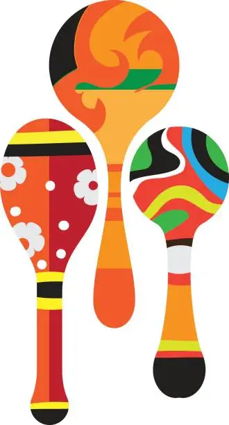 Vector illustration of Festive musical instrument in the form of beautiful, decorative, maracas