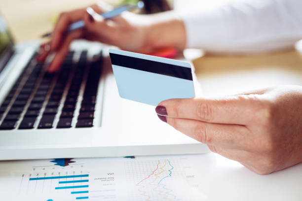 istock Young woman shopping on-line 845809790