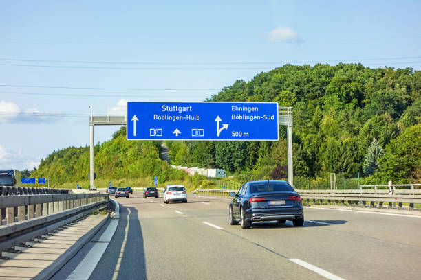 istock freeway road sign on Autobahn A81, Ehningen / Boblingen-Hulb 845821404