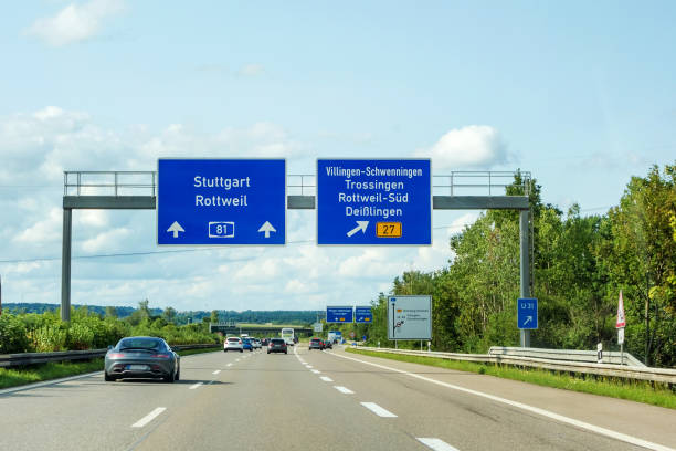 istock freeway road signs on Autobahn A81 showing exit to Villingen-Schwenningen 845825384