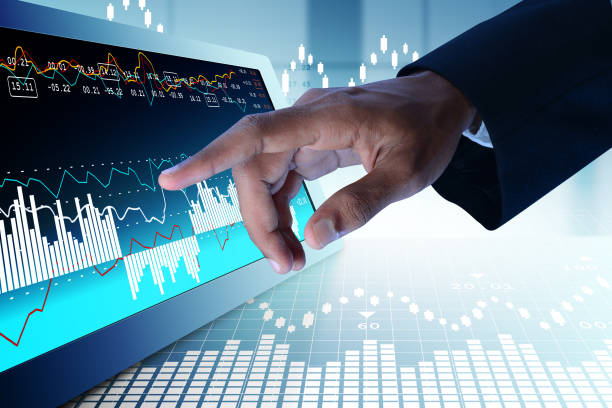 istock Business man touching the stock chart 845825428