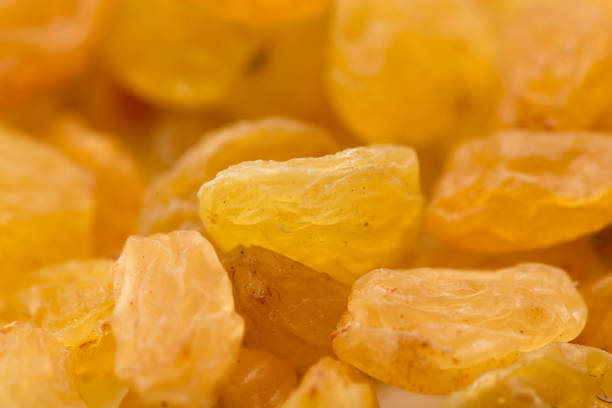 background of yellow raisins. macro