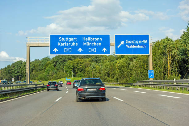 istock freeway road sign on Autobahn A81, Stuttgart / Karlsruhe - Heilbronn / Munich 845825850