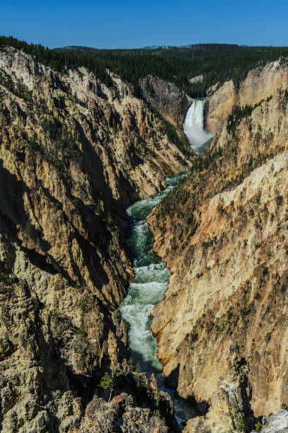 cascate inferiori della yellowstone - flowing rock national park waterfall foto e immagini stock