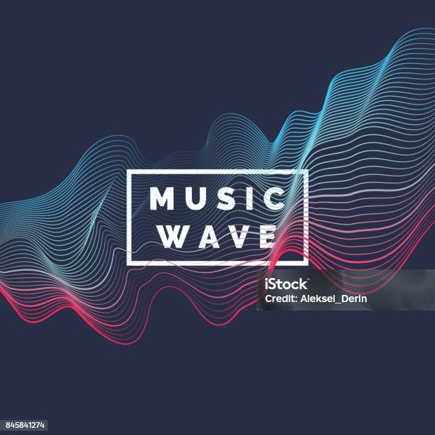 Vector Abstract Background With A Colored Dynamic Waves Line And Particles Stock Illustration - Download Image Now