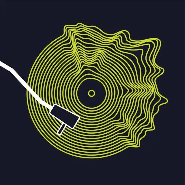 Vector illustration of Poster of the Vinyl record. Vector illustration on dark background