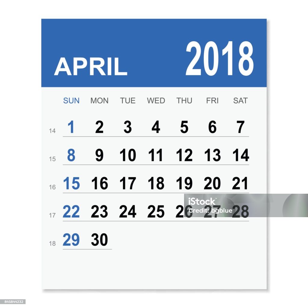 April 2018 calendar April 2018 calendar isolated on white background.







 2018 stock vector