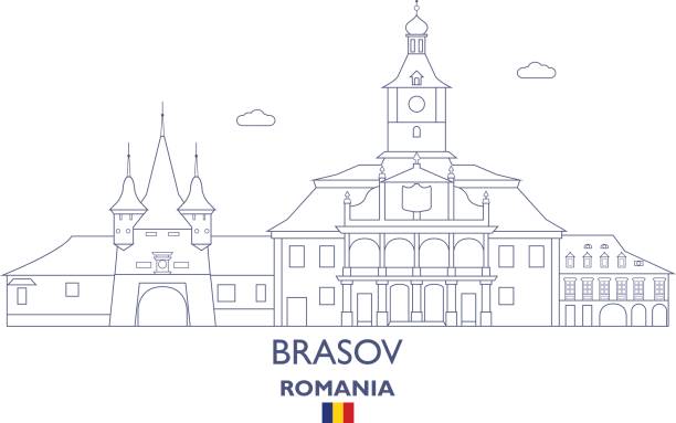 ilustrações de stock, clip art, desenhos animados e ícones de brasov city skyline, romania - transsylvania