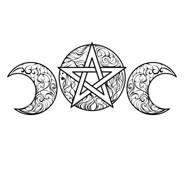 라인 아트 오각형 - paganism stock illustrations