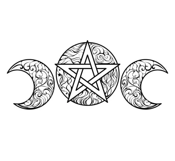 Vector illustration of line art pentagram