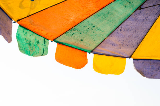Colorful parasol on the beach at sunny day