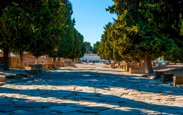 Ancient Roman road in Italica. Ancient Roman road in Italica. Street in the Roman ruins of Italica. Santiponce. Sevilla. Spain. italica spain stock pictures, royalty-free photos & images