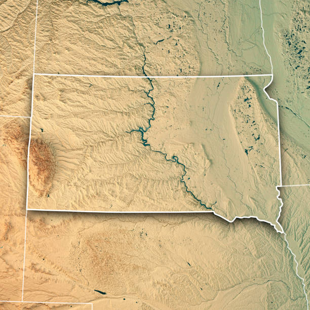 istock South Dakota State USA 3D Render Topographic Map Border 845855042