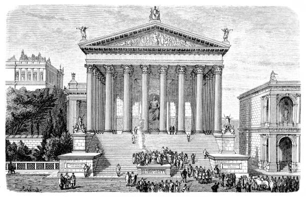 Temple of Jupiter illustration of a Temple of Jupiter ancient greece stock illustrations