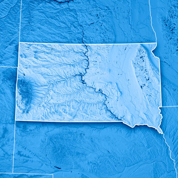 istock South Dakota State USA 3D Render Topographic Map Blue Border 845858704